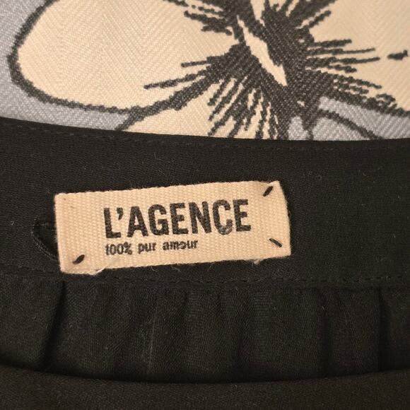 L'Agence 100% Silk Blouse Women’s Sz 6 Black Long Sleeve Sequin Elegance Luxury - Picture 6 of 11